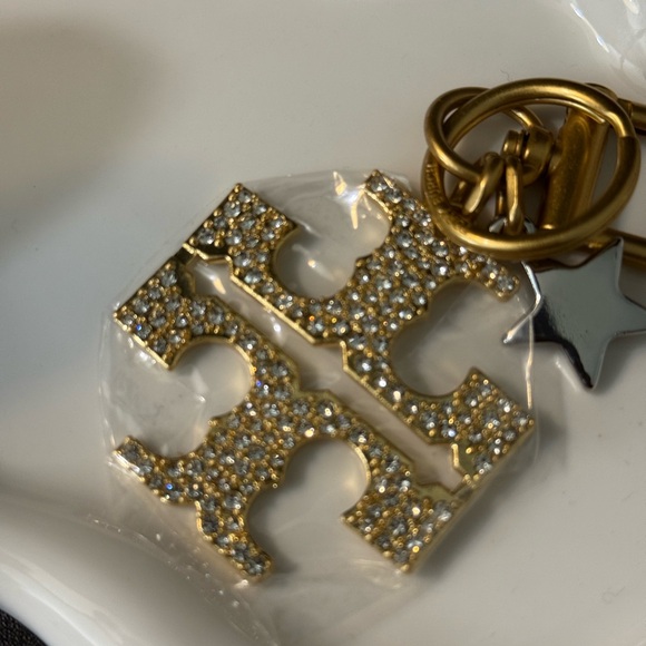 Tory Burch Kira Pave Crystal Logo Keychain Bag Charm with Star Charm - Picture 3 of 7